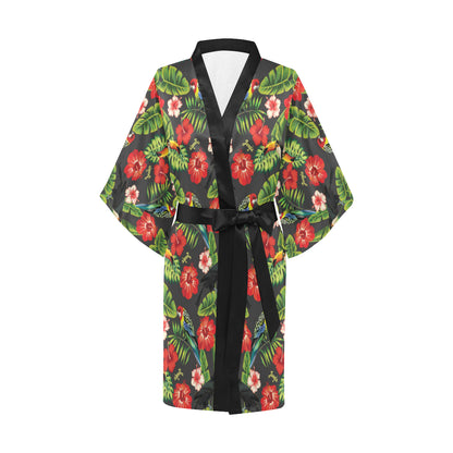 Tropical Flower Pattern Print Design TF04 Women's Short Kimono