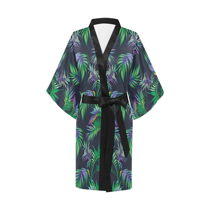 Palm Leaves Pattern Print Design PL04 Women's Short Kimono