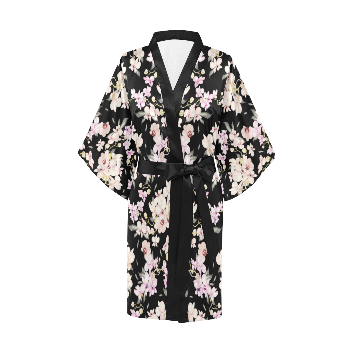 Orchid White Pattern Print Design OR03 Women's Short Kimono