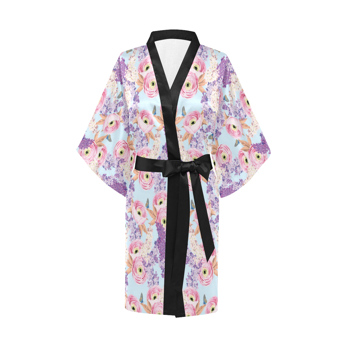 Lilac Pattern Print Design LI03 Women's Short Kimono