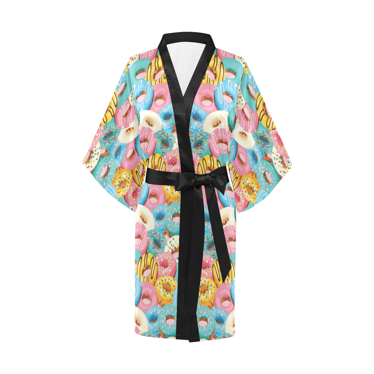 Donut Pattern Print Design DN01 Women's Short Kimono