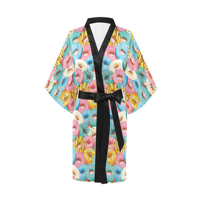 Donut Pattern Print Design DN01 Women's Short Kimono