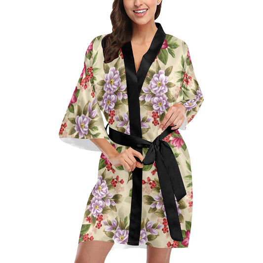 Summer Floral Pattern Print Design SF08 Women's Short Kimono