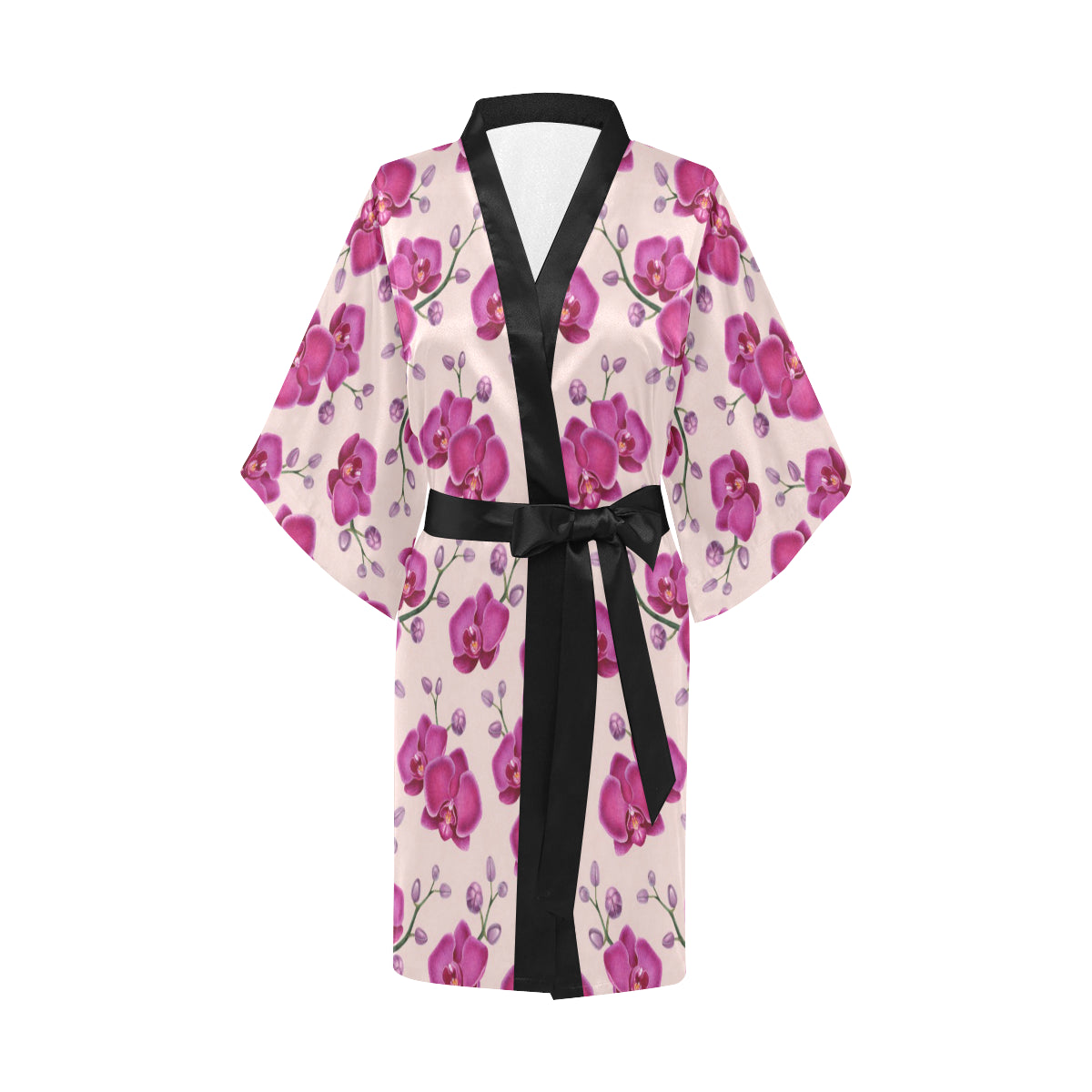 Orchid Purple Pattern Print Design OR04 Women's Short Kimono