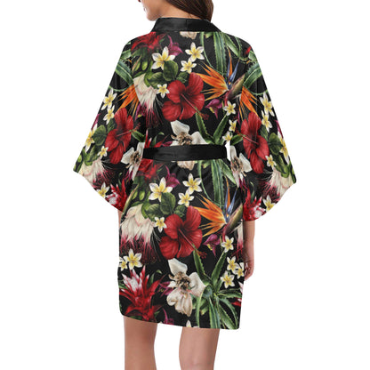 Summer Floral Pattern Print Design SF03 Women's Short Kimono
