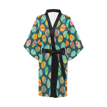 Easter Eggs Pattern Print Design RB09 Women's Short Kimono