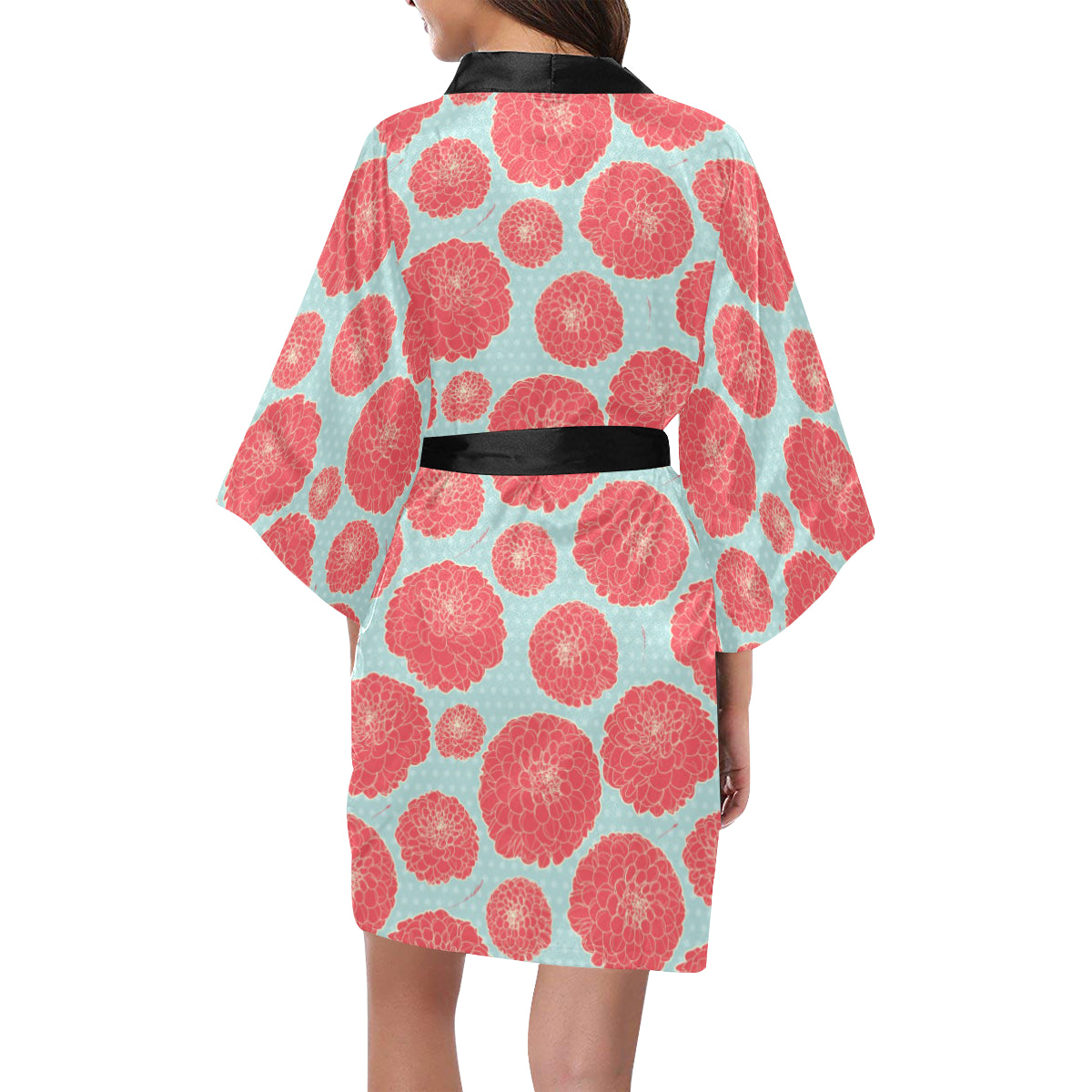 Marigold Pattern Print Design MR03 Women's Short Kimono
