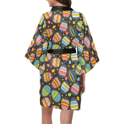 Easter Eggs Pattern Print Design RB03 Women's Short Kimono