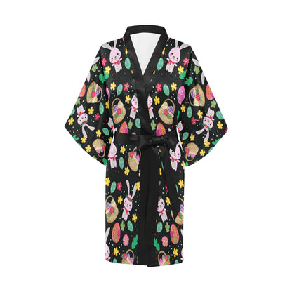 Easter Eggs Pattern Print Design RB05 Women's Short Kimono
