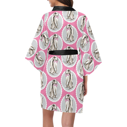 Rabbit Pattern Print Design RB019 Women's Short Kimono
