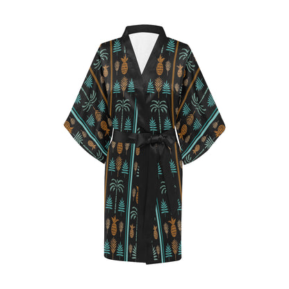 Hawaiian Themed Pattern Print Design H023 Women's Short Kimono