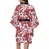 Red Hibiscus Pattern Print Design HB01 Women's Short Kimono