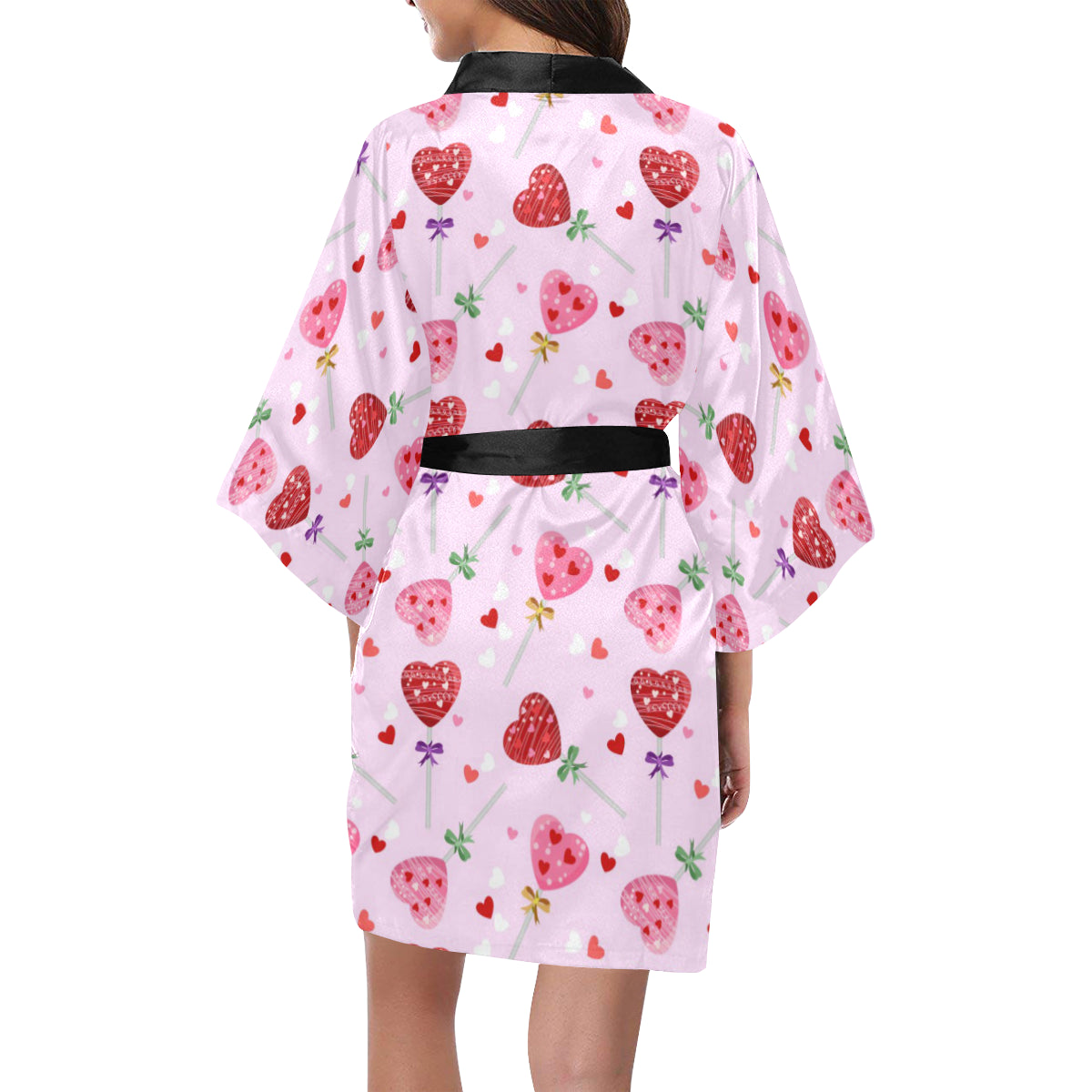 Lollipop Pattern Print Design LL07 Women's Short Kimono