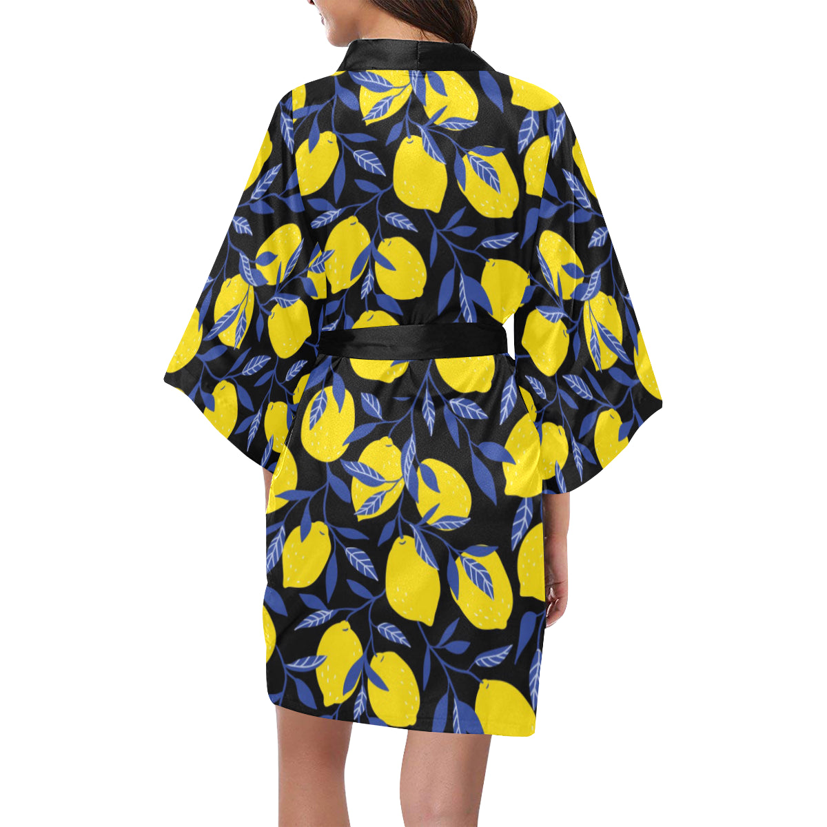 Lemon Pattern Print Design LM01 Women's Short Kimono