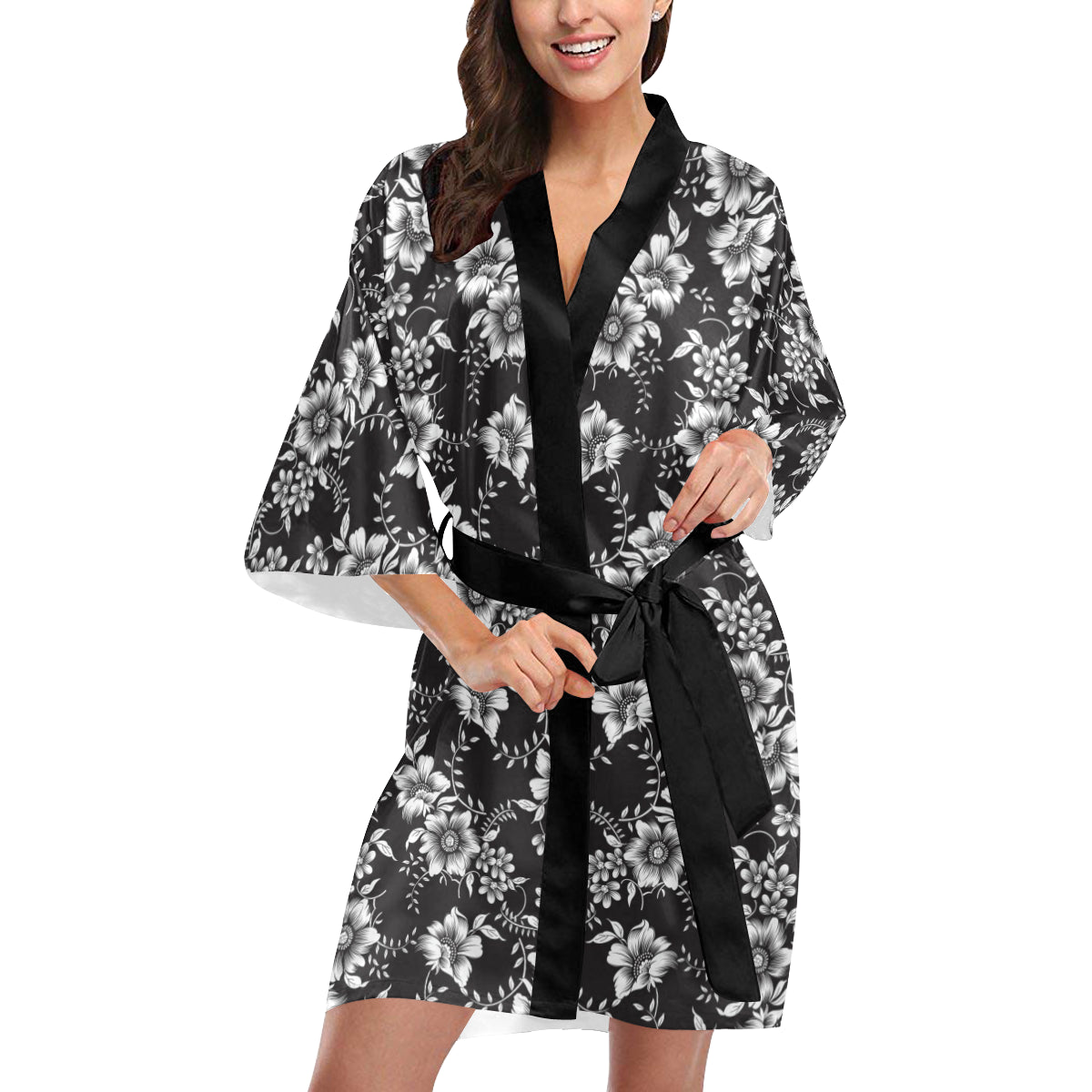 Gerberas Pattern Print Design GB02 Women's Short Kimono