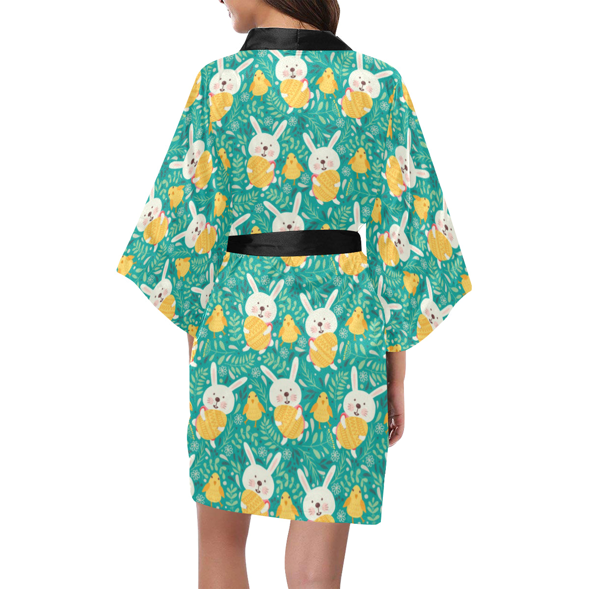Easter Eggs Pattern Print Design RB02 Women's Short Kimono