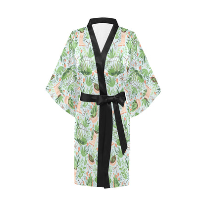 Gardening Pattern Print Design G04 Women's Short Kimono