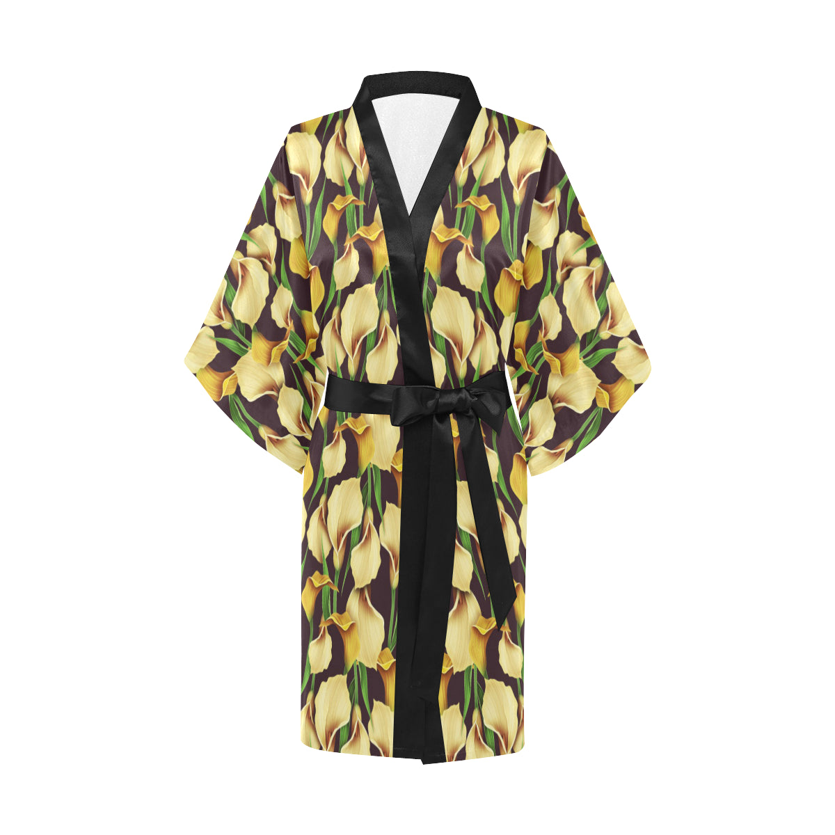 Lily Pattern Print Design LY013 Women's Short Kimono
