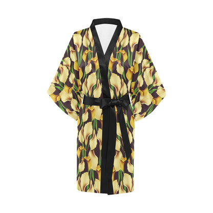 Lily Pattern Print Design LY013 Women's Short Kimono