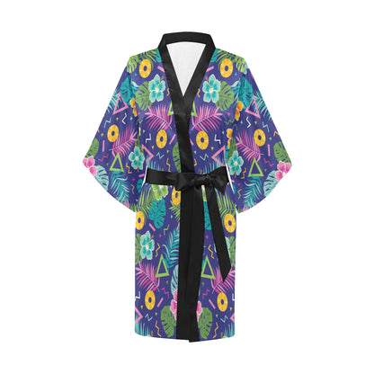 Hawaiian Themed Pattern Print Design H014 Women's Short Kimono