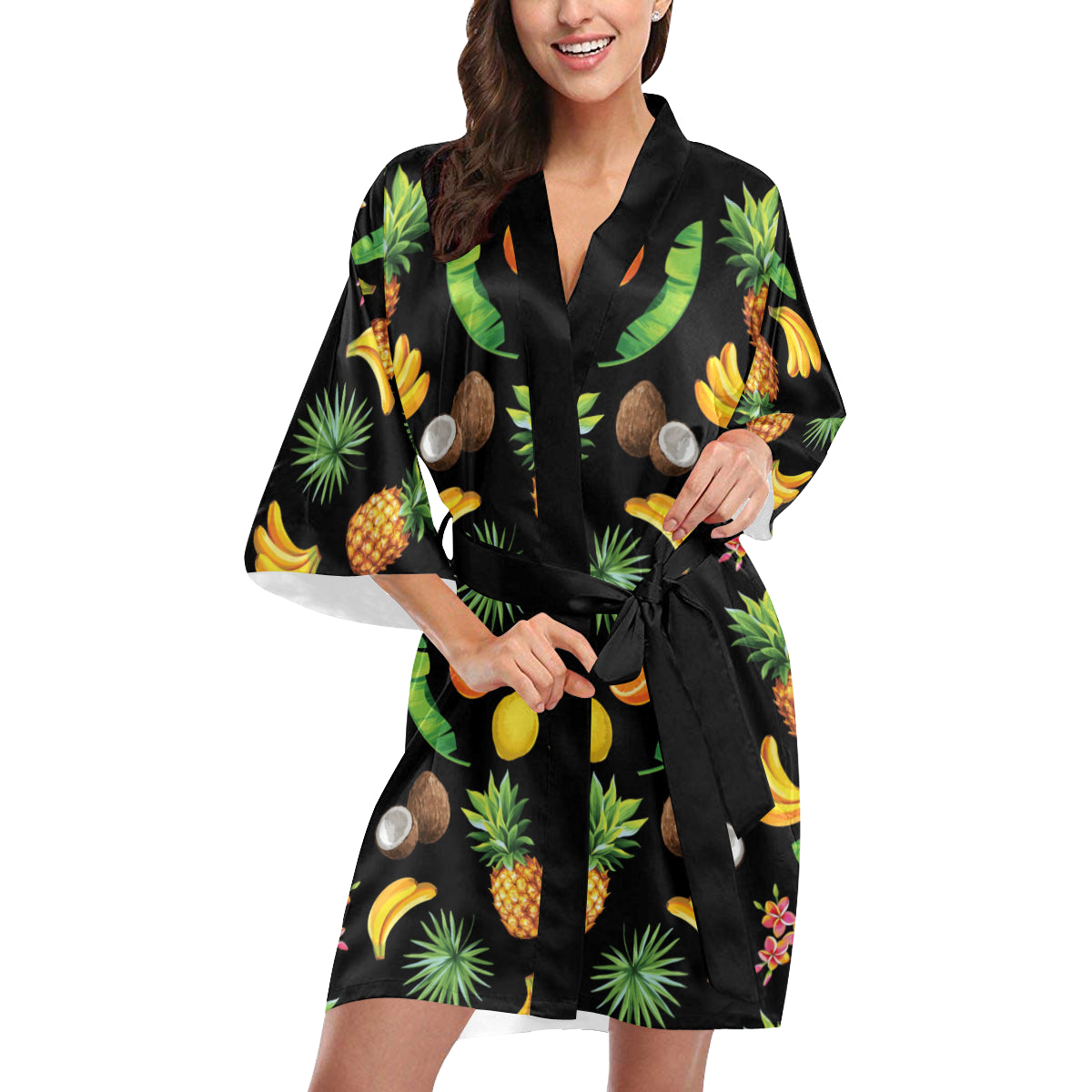 Tropical Fruits Pattern Print Design TF03 Women's Short Kimono