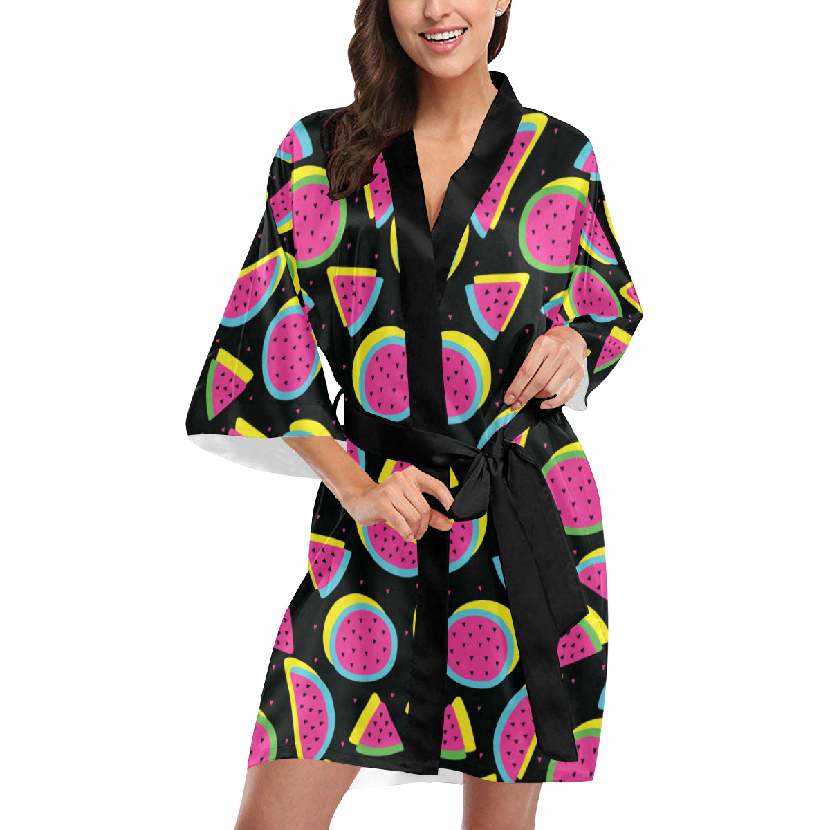 Watermelon Pattern Print Design WM07 Women's Short Kimono