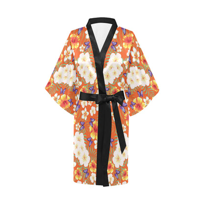 Tropical Flower Pattern Print Design TF027 Women's Short Kimono