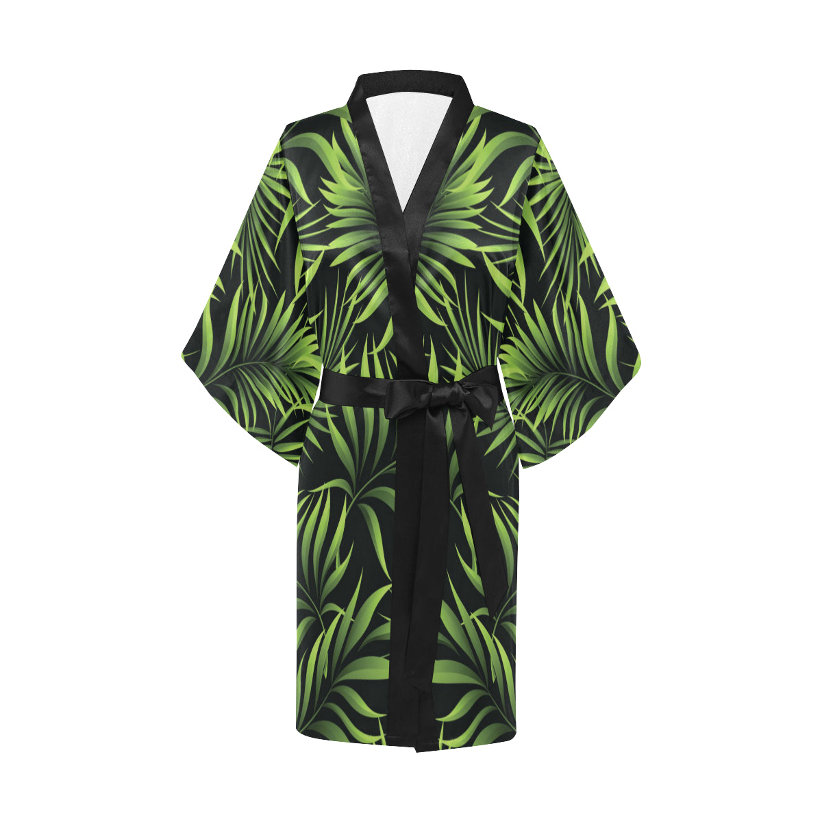 Palm Leaves Pattern Print Design PL07 Women's Short Kimono