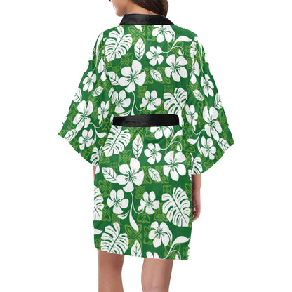 Hawaiian Themed Pattern Print Design H016 Women's Short Kimono