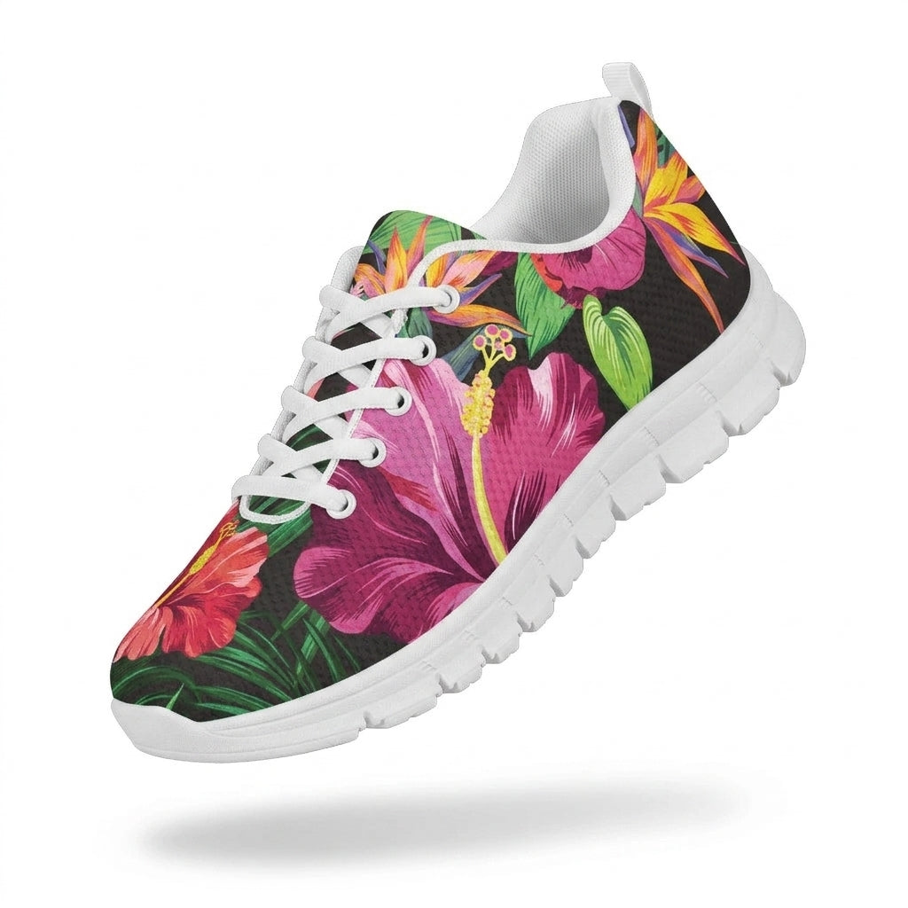 Hibiscus Hawaiian Design Print Pattern Women Sneakers Shoes