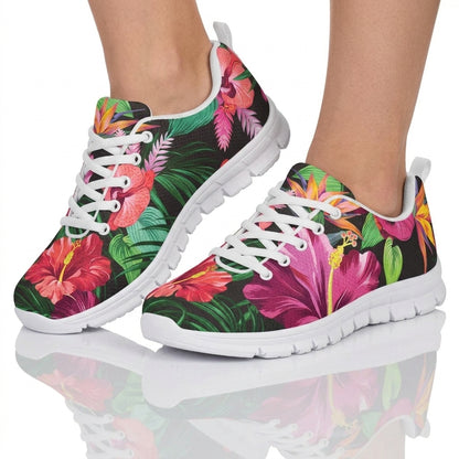 Hibiscus Hawaiian Design Print Pattern Women Sneakers Shoes