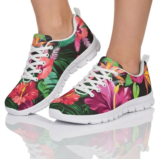 Hibiscus Hawaiian Design Print Pattern Women Sneakers Shoes