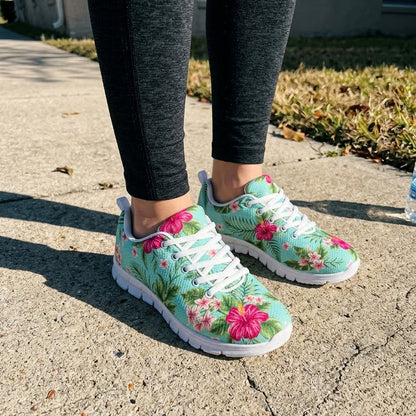 Plumeria and Hibiscus Hawaiian flower Women Sneakers Shoes