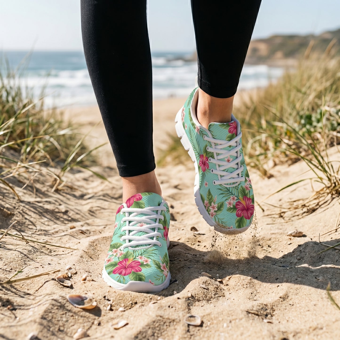 Plumeria and Hibiscus Hawaiian flower Women Sneakers Shoes