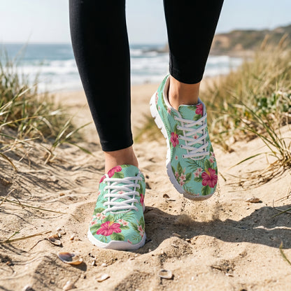 Plumeria and Hibiscus Hawaiian flower Women Sneakers Shoes