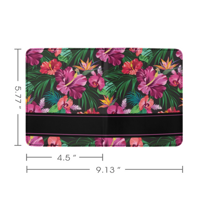 Pink Hibiscus Tropical Flower Personalized Name Passport Holder