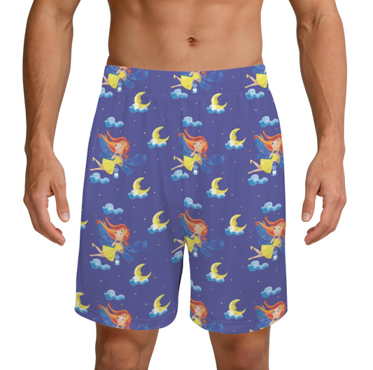 fairy with moon print pattern Mens Shorts