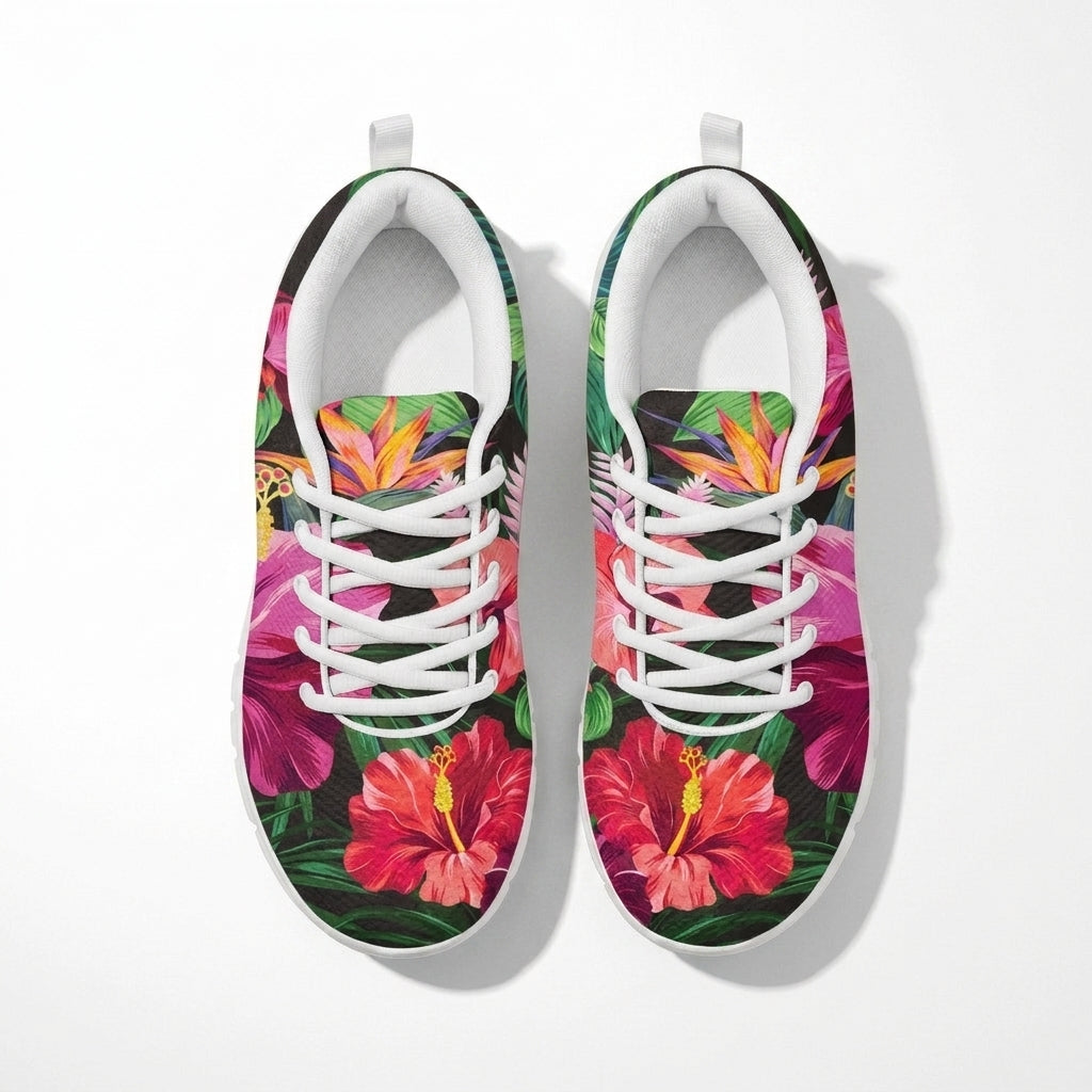 Hibiscus Hawaiian Design Print Pattern Women Sneakers Shoes