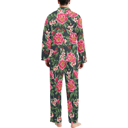 Summer Floral Pattern Print Design SF06 Men's Long Sleeve Pajama Set