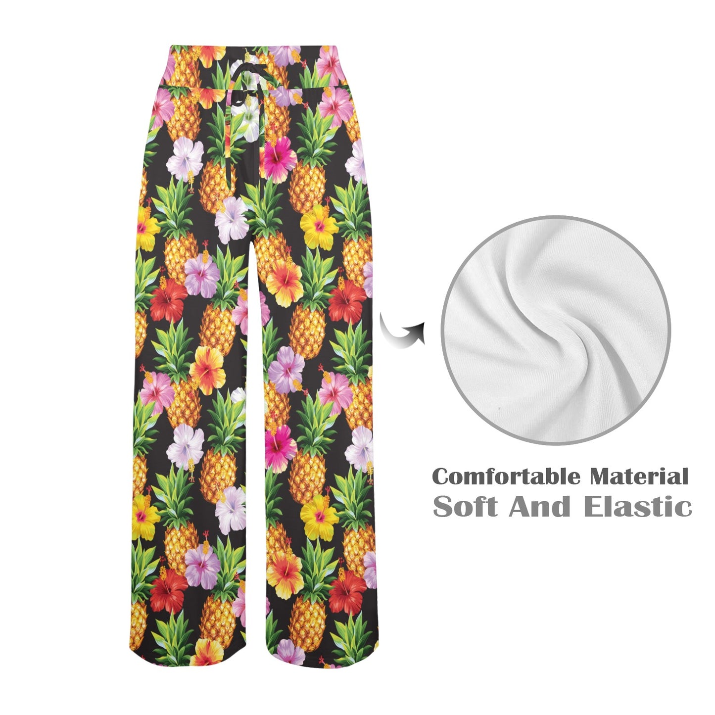 Pineapple Hibiscus Women's Wide Leg Lounge Pants