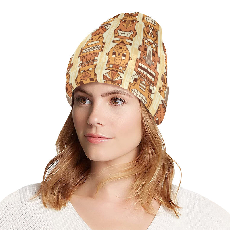 Tiki Orange Vertical Pattern Unisex Beanie