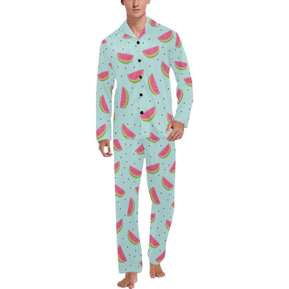 Watermelon Pattern Print Design WM06 Men's Long Sleeve Pajama Set
