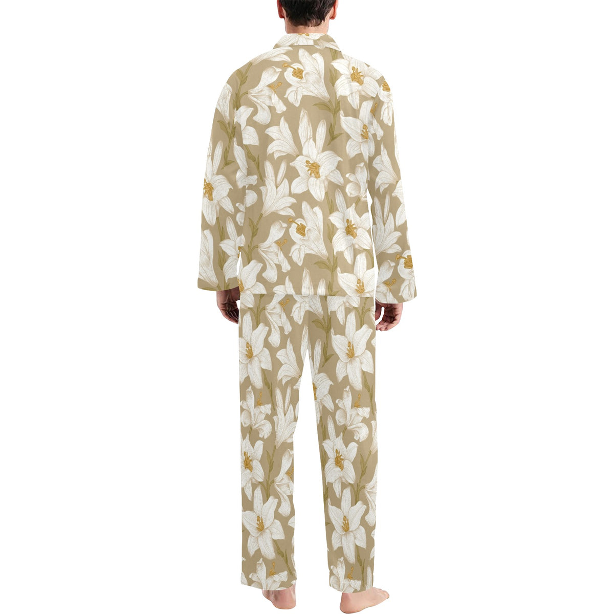 Lily Pattern Print Design LY07 Men's Long Sleeve Pajama Set