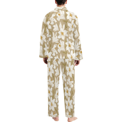 Lily Pattern Print Design LY07 Men's Long Sleeve Pajama Set