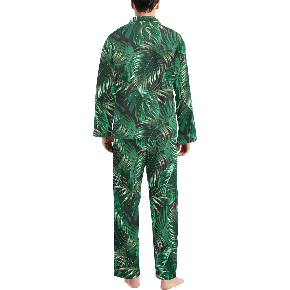 Tropical Flower Pattern Print Design TF012 Men's Long Sleeve Pajama Set