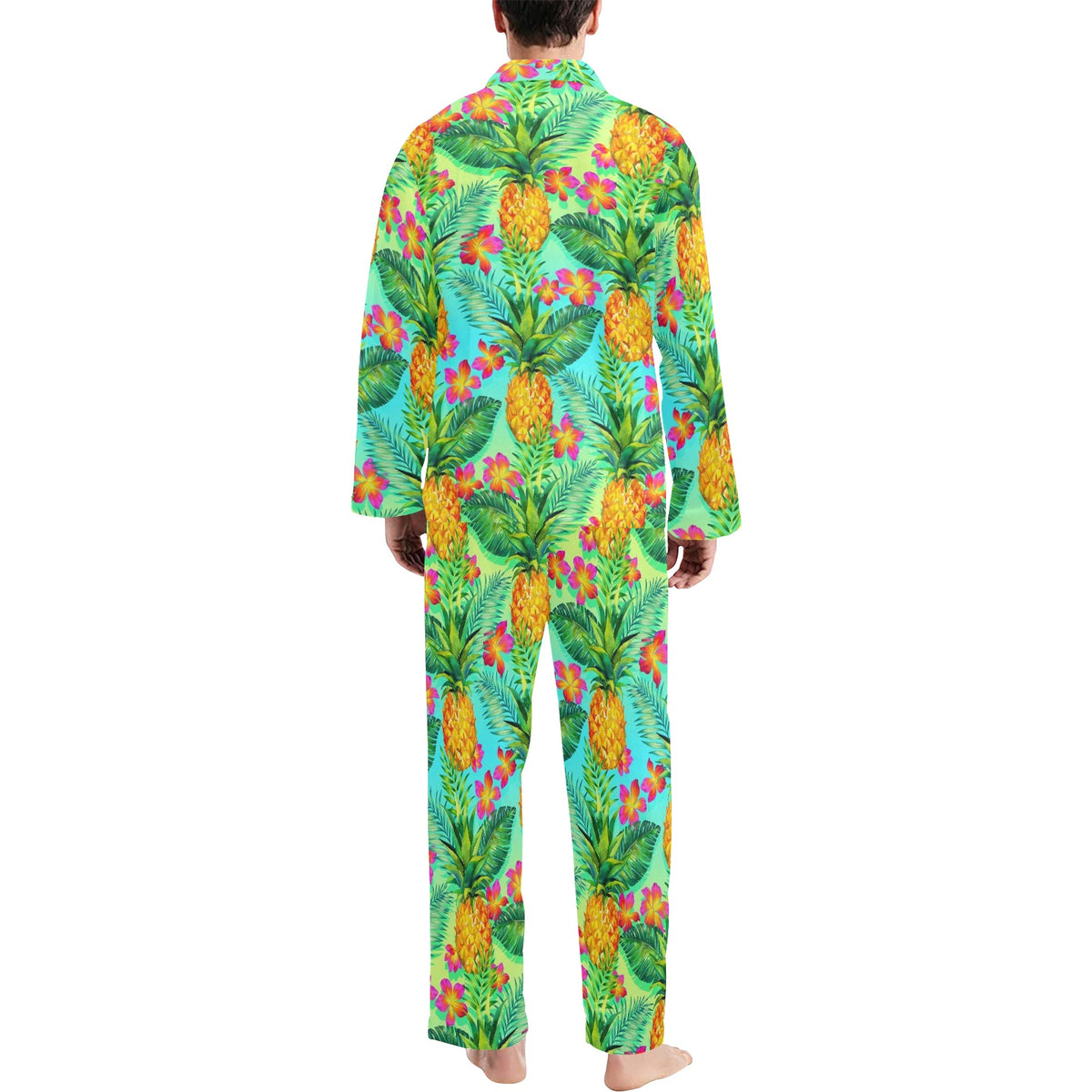 Pineapple Pattern Print Design PP010 Men's Long Sleeve Pajama Set