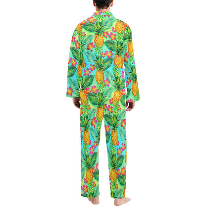 Pineapple Pattern Print Design PP010 Men's Long Sleeve Pajama Set