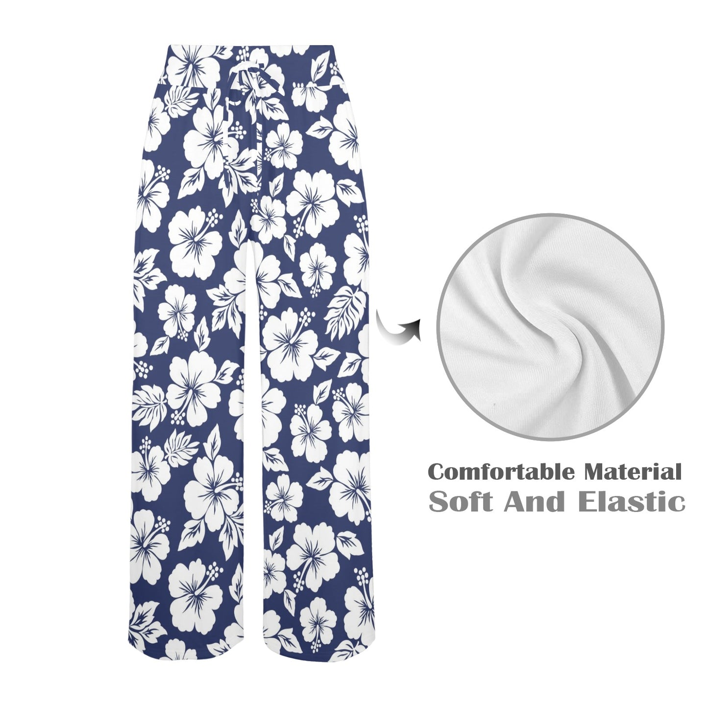 Hibiscus Pattern Print Design HB012 Women's Wide Leg Lounge Pants
