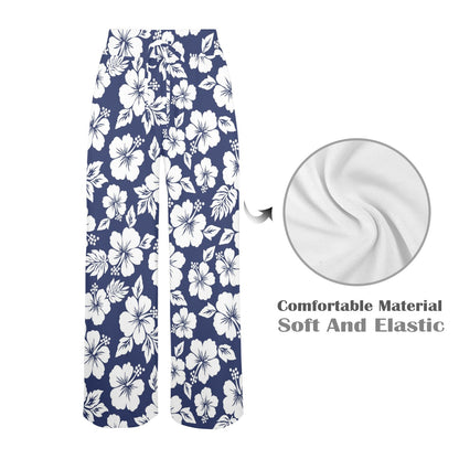 Hibiscus Pattern Print Design HB012 Women's Wide Leg Lounge Pants