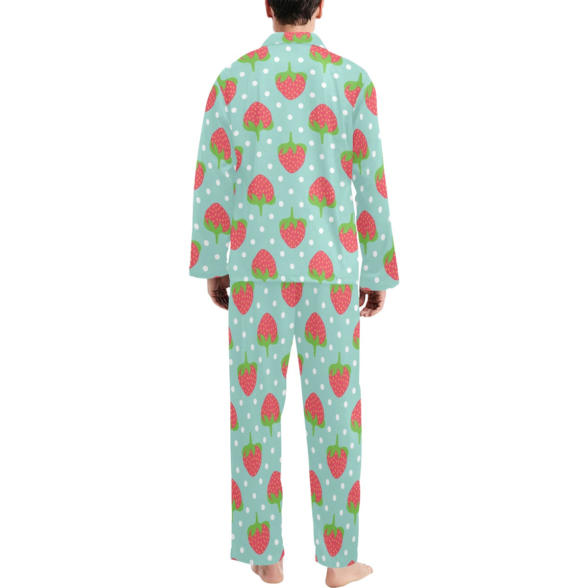 Strawberry Pattern Print Design SB06 Men's Long Sleeve Pajama Set